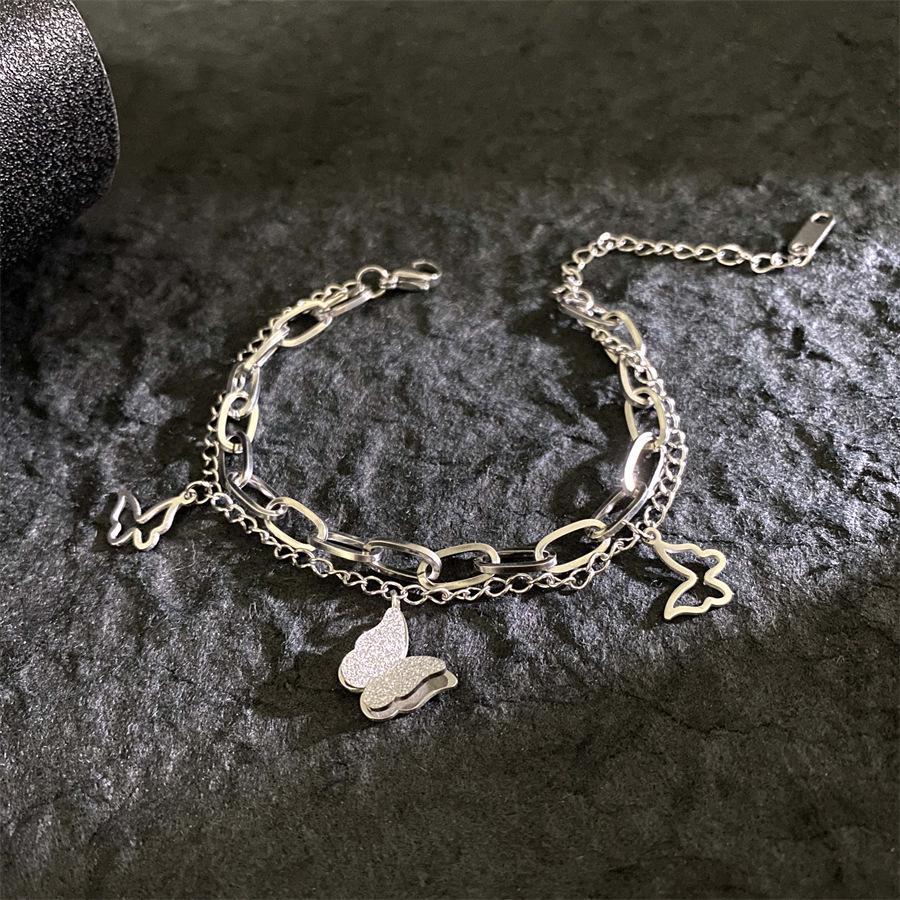 Europäischer & Amerikanischer Hip-Hop Stil Doppel-Lagen Titanarmband mit Römischen Ziffern & Kleeblatt-Anhänger