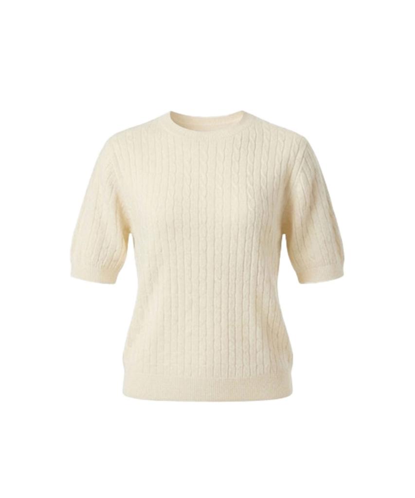 Baseukala Cable Round Short Sleeve Knit (5Colors)