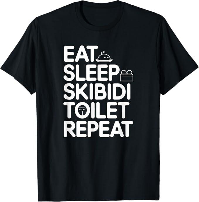 

Ешь Спи Скибиди Туалет Повторяй Смешной Мем Винтажная Футболка на День Рождения 3XL