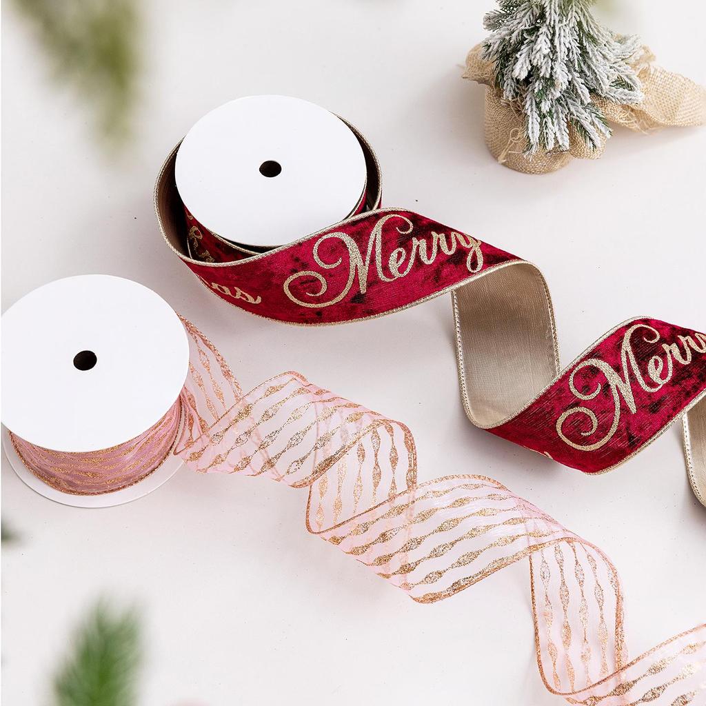 Red Velvet Ribbon Bow for Christmas Gift Box & Tree Decoration