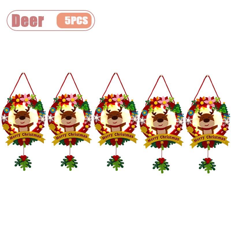 Handgemachter Kinder DIY Weihnachts-Kranz Leuchtende LED-beleuchtete Feiertagsdekoration Weihnachtsbaumschmuck Geschenk Klassenzimmer Weihnachts-Bastelarbeit