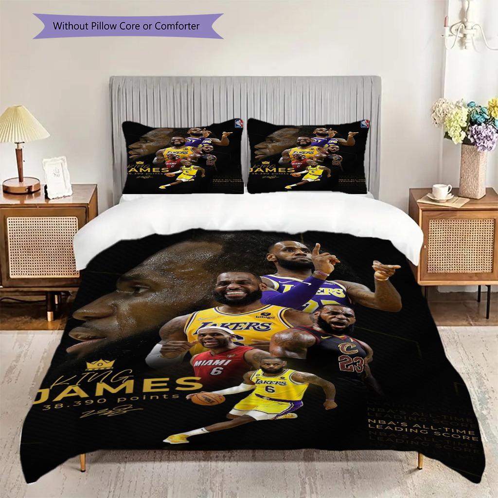 James NBAs AllTime Legend Three-piece Set(1 * Duvet Cover + 2 * Pillowcase, Without Core) Soft and Comfortable Bedding Set Christmas Birthday Gift
