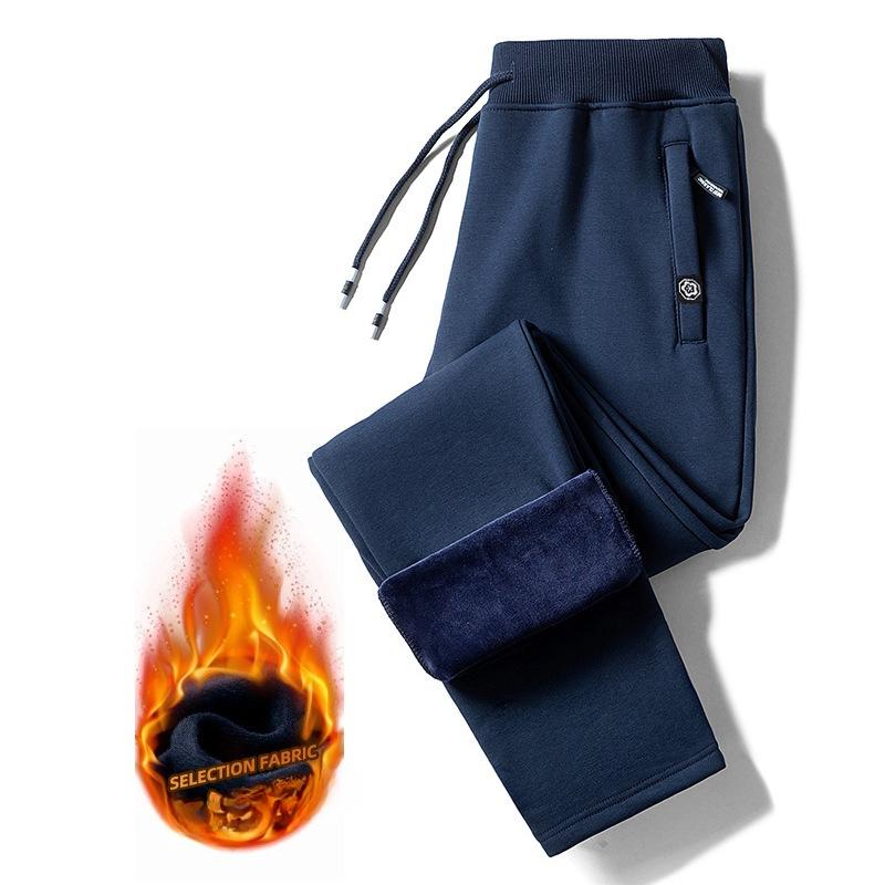 Nye fleecefôrede herrejoggebukser med mansjetter, sportsbukser, herrestørrelse pluss, høst/vinter, fritidsbukser, løstsittende lange bukser