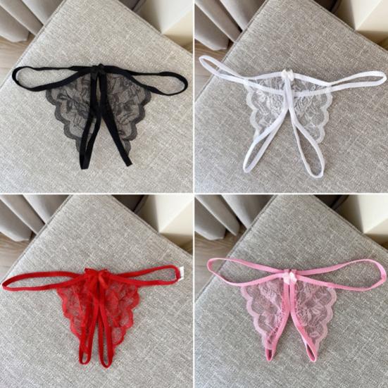 Dámské Kalhotky Krajka Otevřený rozkrok Průhledný Mašlička Dekor Jednobarevná Tanga G-string Dáma Nízký pas Tenké Intimní Dámské Spodní prádlo