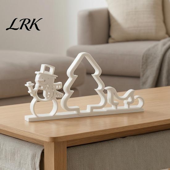 Unique Christmas Gift Ideas 3D Printed Tabletop Ornament, Snowman Tree Sleigh Figurine, Decor Minimalist Nordic Style Holiday for DIY Painting