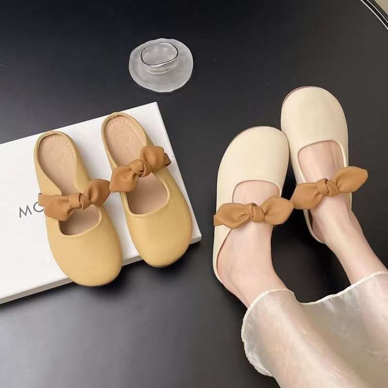 Halbschuhe Mode flacher Absatz Sommer rutschfest kühle Hausschuhe Damenbekleidung 2025 kleiner duftender Wind Ein-Wort-Tasche Kopfschlepp Faule Schuhe