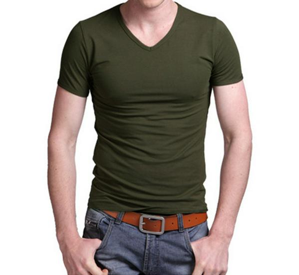 Men's Slim Fit V-Neck Modal T-Shirt - Short Sleeve, Solid Color, Spring/Summer Style