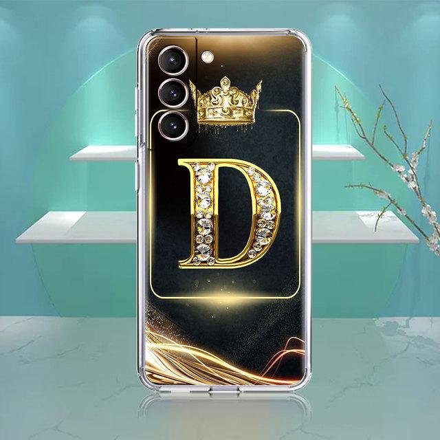 

Чехол для Samsung Galaxy S22 Ultra S20 Fe S21 S10 Plus, мягкий чехол для смартфона Note 20 10 Lite, силиконовый чехол, черное золото с буквами for Samsung S22 Plus