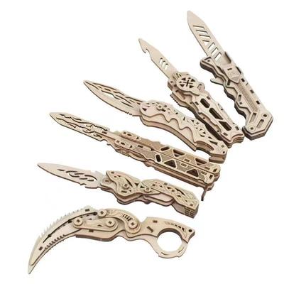 3D Wooden Assembly Toy Gun Model Shooting Rubber Bands Knife Toy Pistol Can Shoot Diy Puzzle For Children Adults