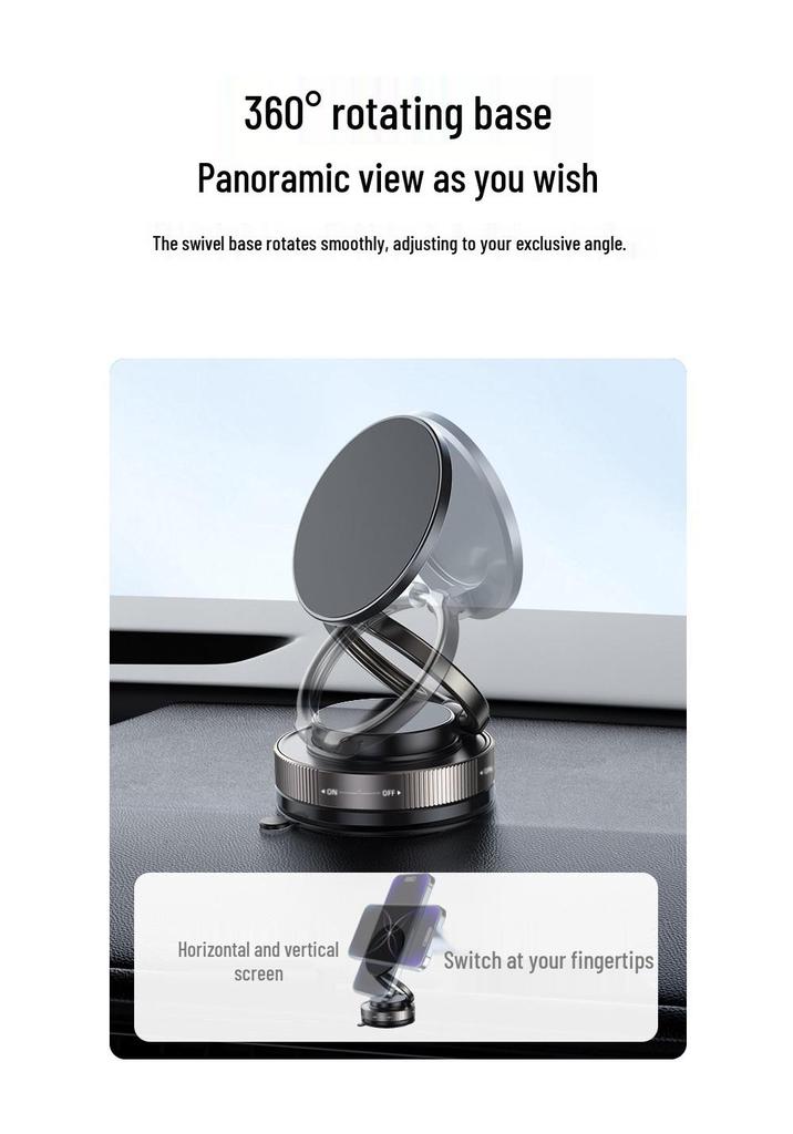 Multi-functional T28-2 Anti-shake Magnetic Car Phone Holder with Vacuum Suction Cup for Dashboard