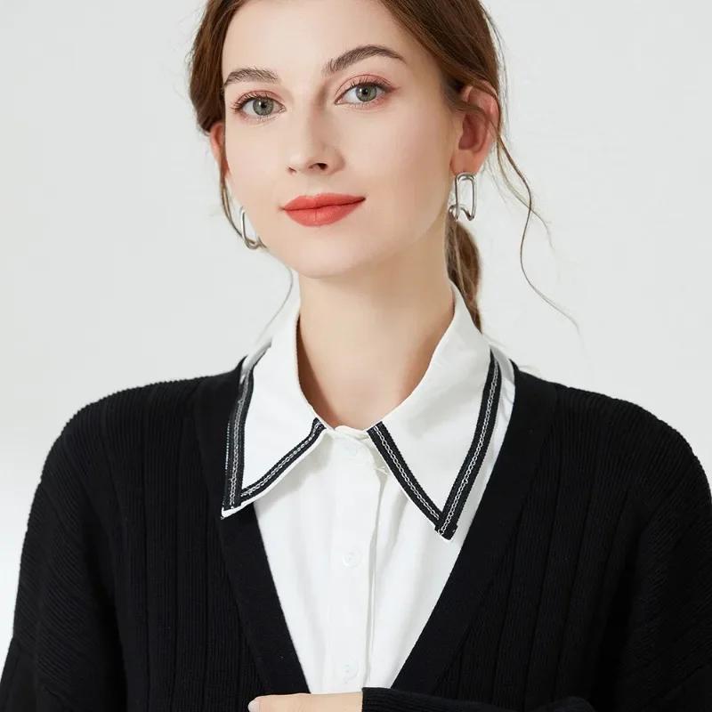Perfect Match Fashion Pointed Detachable Collar Women Sweater Shirt Fake Collar Blouse Lace False Tie Lapel Blouse Top Clothes Accessories