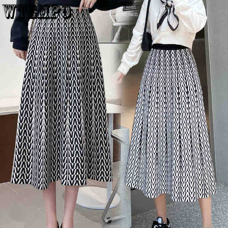 Autumn/Winter Knitted Skirt Knitted Half Length High Waist Umbrella Skirt A-line Skirt