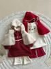 Infant Girls' Winter Lace Plush Princess Dress with Christmas Embroidery