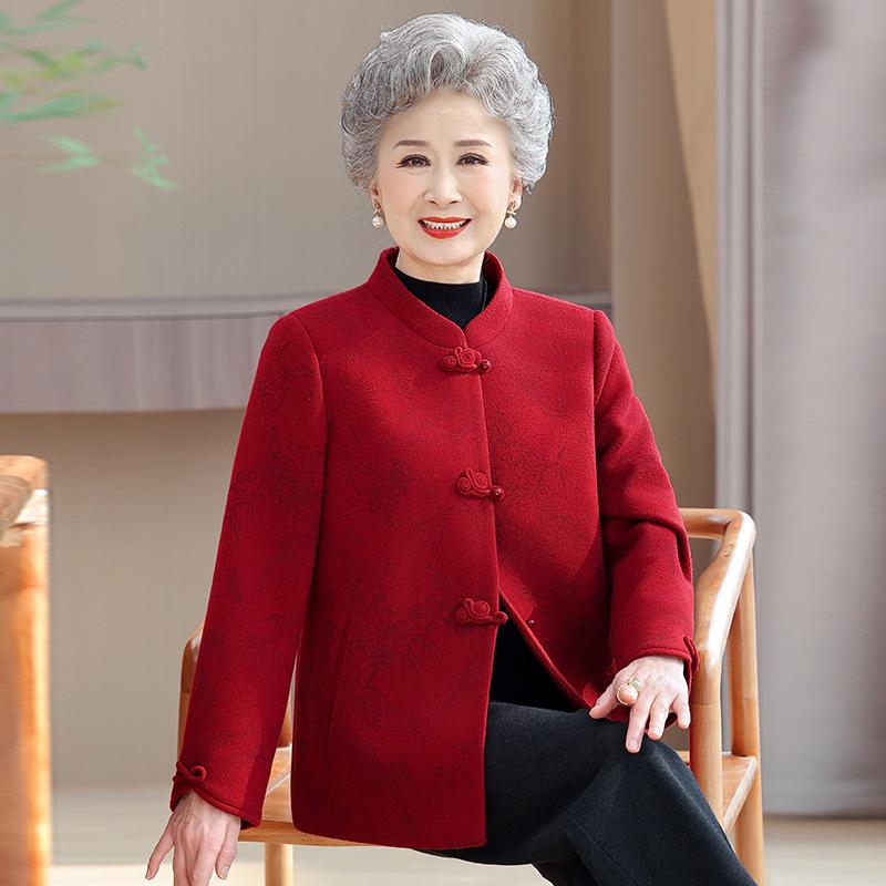 Grandma s Autumn/Winter Chinese-Style Jacket for Middle-Aged and Elderly Women - Tang Suit Top 5XL (145-160 lbs)