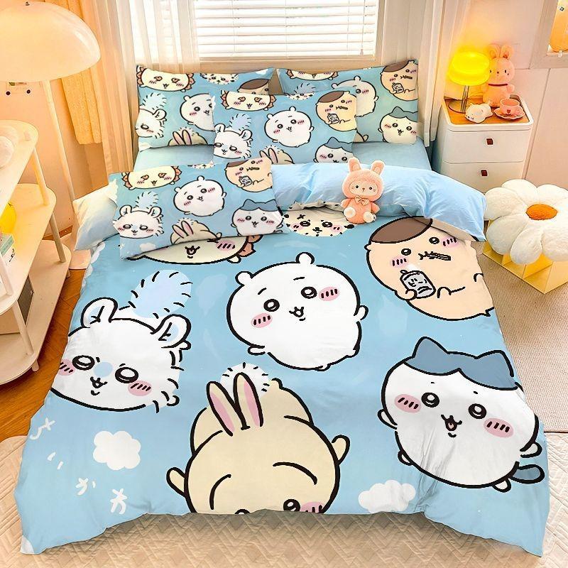 

Chiikawa Pink Fashion Bedding Set Usagi 3D Printing Home Decoration Pillowcase Quilt Cover Cute Gift To Family and Friends 135x200cm