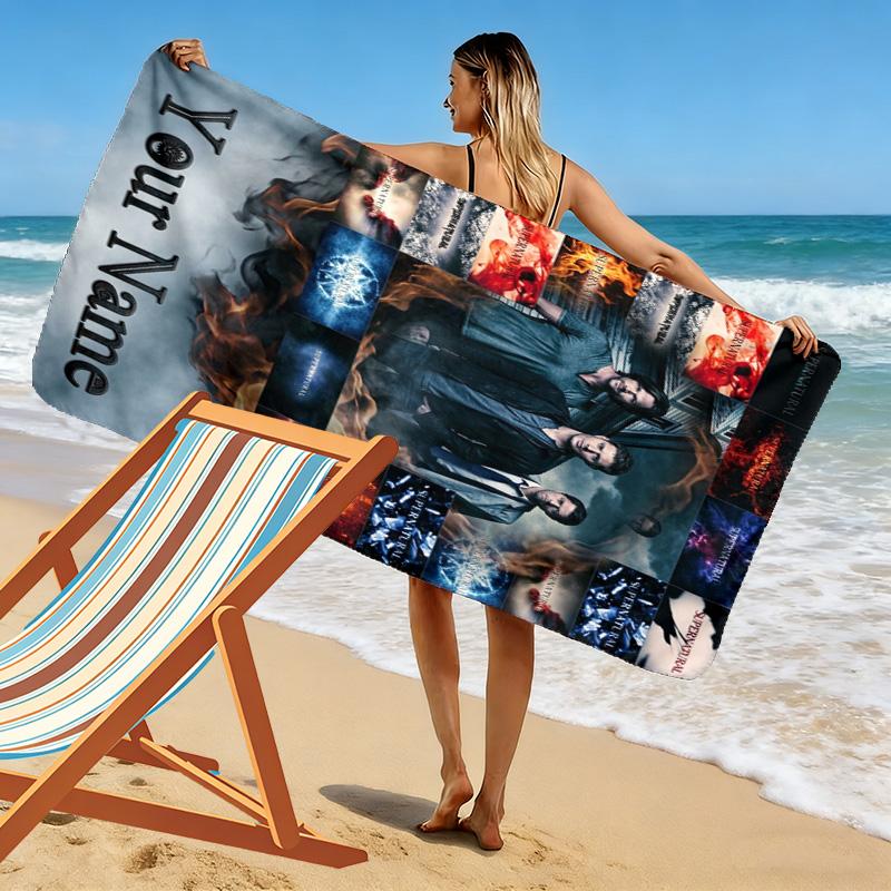 Name Custom Supernatural Poster Print Beach Towel, Large Soft Quick Dry Towel for Beach Camping Swimming