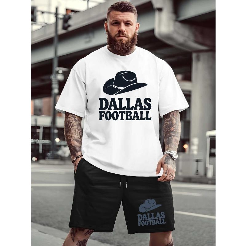 European Size Dallas Football Men's Latest Trendy Short-sleeved T-shirts Summer Fashion Print European and American Men Casual Sports Loose T-shirts