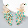 New Fashion Color Diamond Alloy Inlaid Diamond Rhinestone Peacock Earrings Trendy Women 'S Super Fairy Earrings Cross -Border Autumn And Winter New