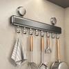 CICUFY 40cm Aluminum Kitchen Tool Hooks, Waterproof, Rustproof, Wall-Mountable, Strong Suction Cups, Gray