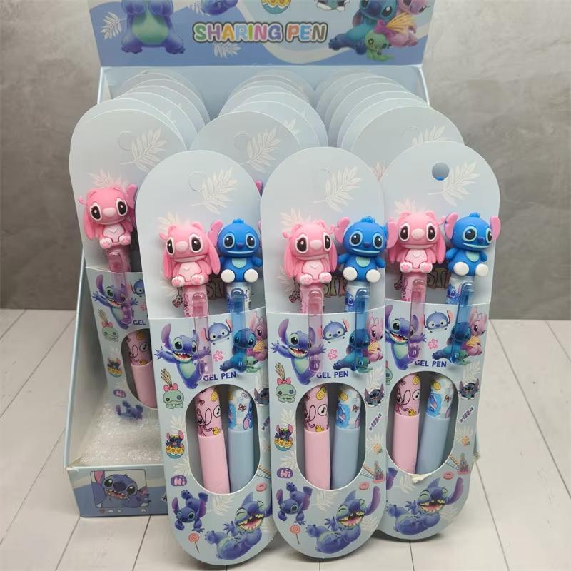MINISO 2Pcs/set Stitch Gel Pens Kawaii Ballpoint Pen Cartoon Printing Writing Pen Students Stationery Office Supplies Kids Gifts