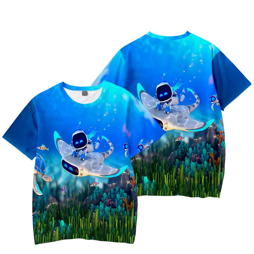 9 Farben Astro Bot Anime Damen Herren T-Shirts Cartoon Druck Rundhals Oversize Kurze Ärmel Mode Herrenbekleidung Streetwear