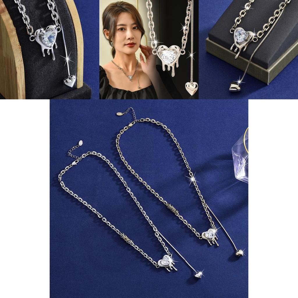 Steel Titanium Sophisticated Heart Necklace With Twisted Chain Design For Women