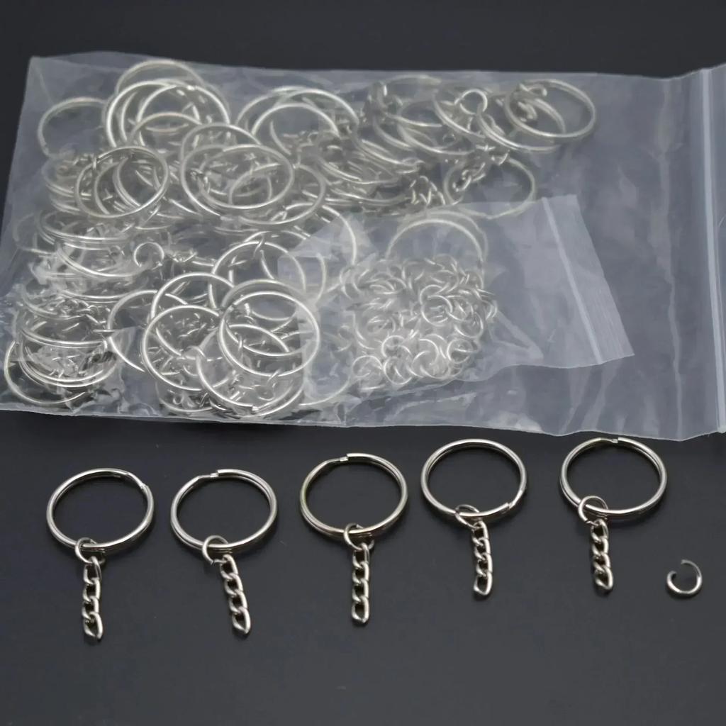Silver Plated Metal Blank Keyring Keychain Split Ring Keyfob Key Holder Rings Women Men Diy Key Chains Key Ring Accessories