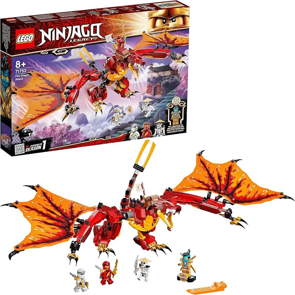 LEGO Ninjago Fire Dragon Attack Set 71753 Toy for Boys Age 8 and Up with Ninja Figures and Accessories