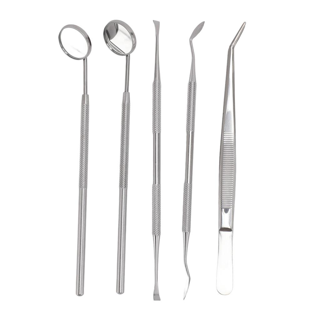 5pcs Teeth Cleaning Tools Stainless Steel Tooth Tartar Scraper Oral Care Tool with 2 Mouth Mirror 2