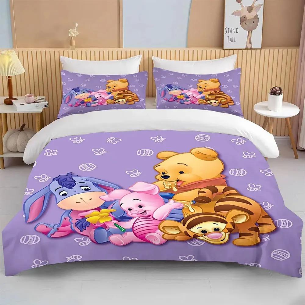 Winnie the Pooh Bear Bedding Sets Comforter Quilt Bed Cover Duvet Cover Pillow Case 2-3 Pieces Sets Kids Adult Size