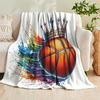 1pc Printed Blanket, Trendy Basketball Crown Gem Splatter Print Blanket, Stylish and Home Decor for Bedroom and Sofa, Bestselling Item Suitable for A