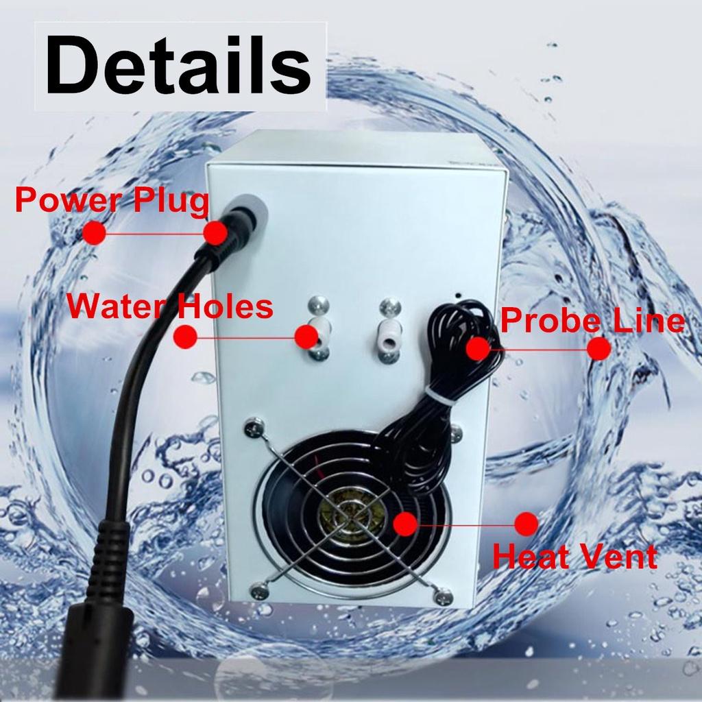 AC110-240V Aquarium Fish Tank Constant Cooling Equipment Temperature Control Tools LCD Display Water Chiller Cooling Device Silver 120W