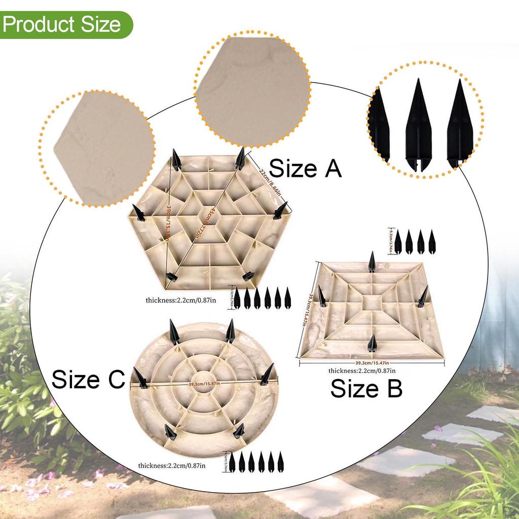 Outdoor Stepping Stone Stepper Beige Pathway Paver Outside Landscaping Decor Walkway Footpath