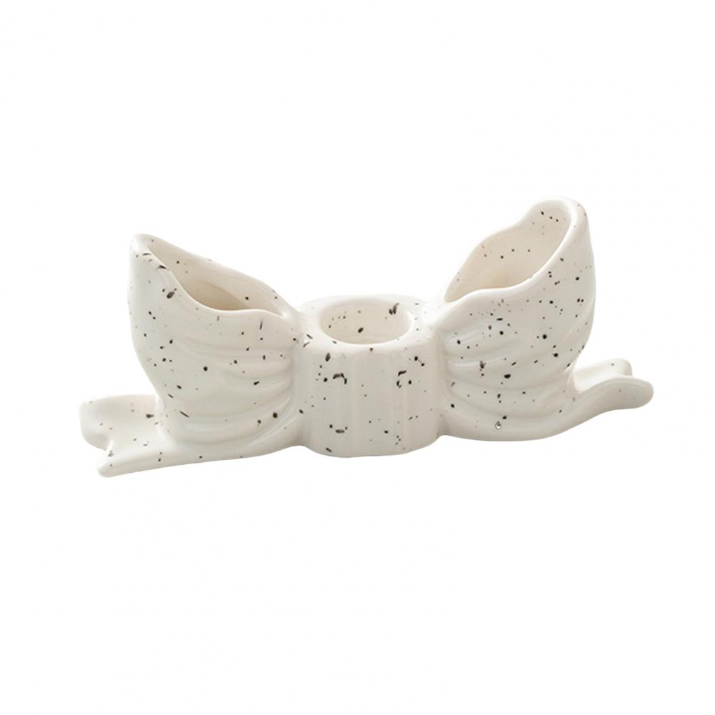 Ceramic Bow Candle Holder Taper Candle Stand Candlestick Table Centerpiece Holiday Party Home Office Desktop Decor Ornament