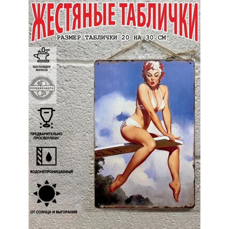 Pin-Up Girl Metal Sign, Retro Wall Art Decor