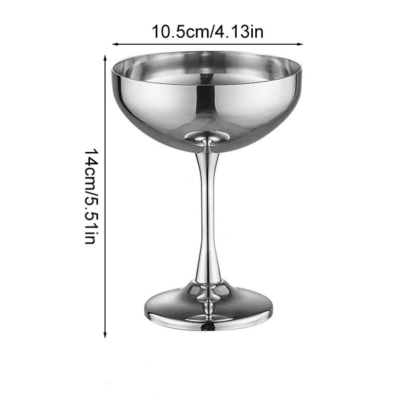 304 Stainless Steel Tall Footed Design Bar Dessert Cup Creative Salad Bowl Restaurant Silver Retro Ice Cream Cup Accessories