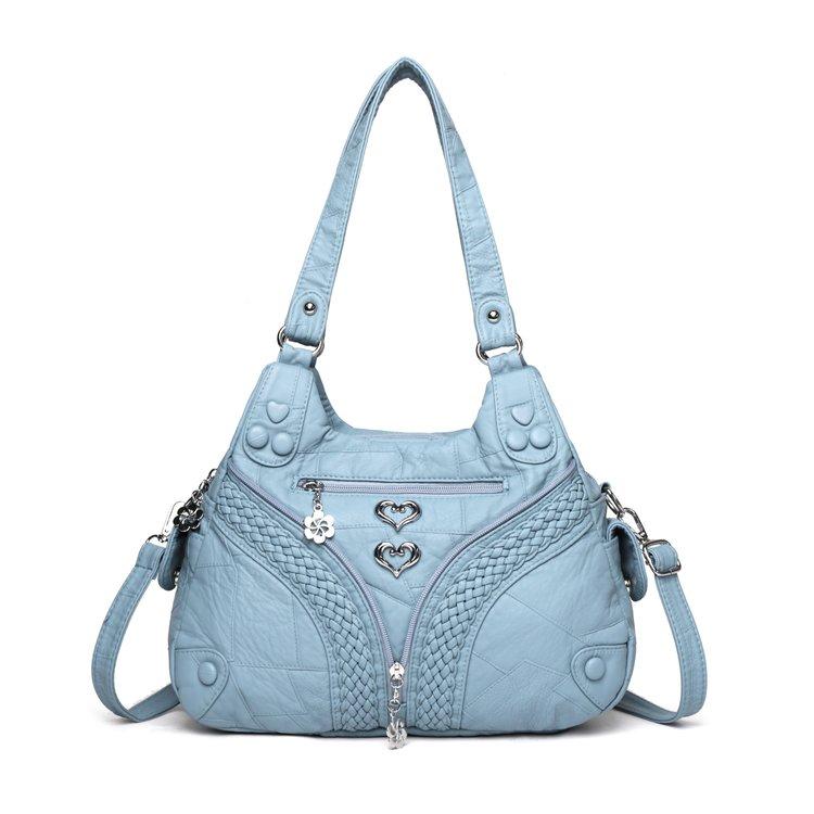 Stylish PU Leather Crossbody Bag Heart Decor Women's Hobo Bag Fashion Quilted Shoulder Bag with Adjustable Strap