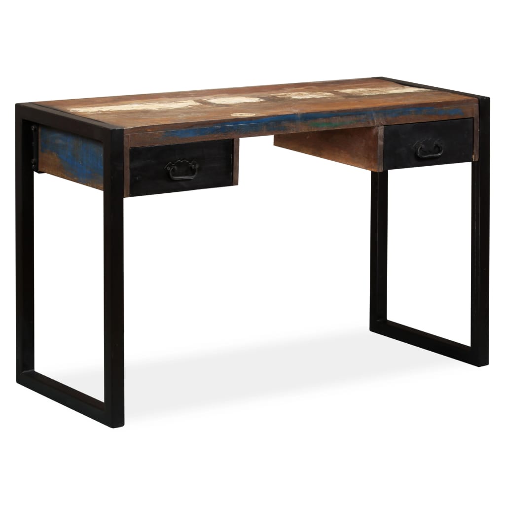 Industrial Style Desk with 2 Drawers Reclaimed Solid Wood 120 x 50 x 76 cm