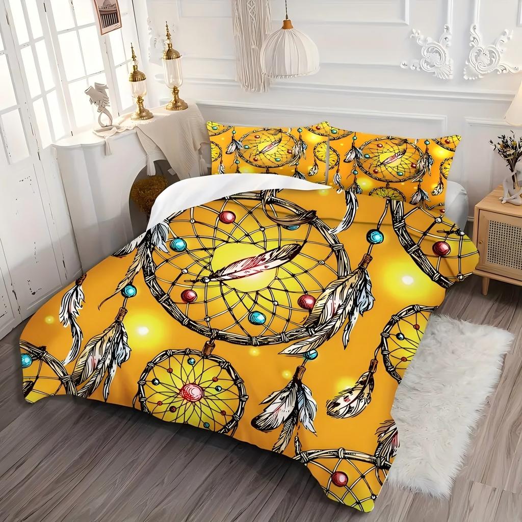 Comforter Bead Dreamcatcher Net 3D Printed Fashion Exotic Style Bedding Set Soft Comfortable Luxury