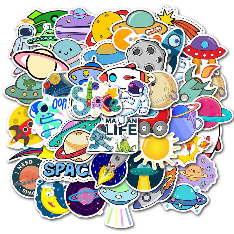 50Pcs Waterproof Planet Sticker For Phone Laptop Skateboard Refrigerator Decal