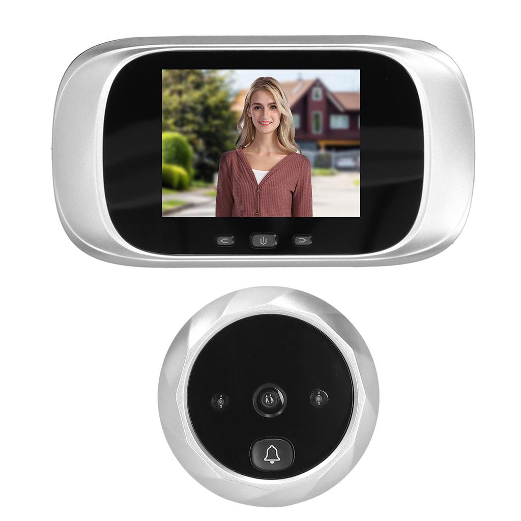 Electric Video Doorbell High Definition Camera 90 Degree Angle Digital Door ViewerSilver