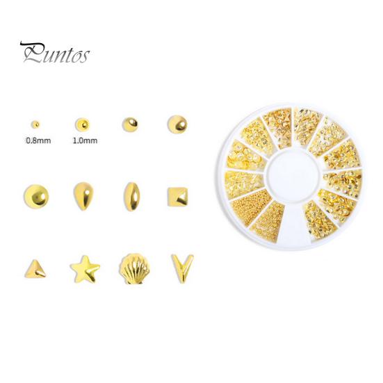 1 Box Nail Art Accessories 3D Metal Rivets Moon Star Shape DIY Manicure Reusable Nail Charm Jewelry Nail Art Manicure Accessories