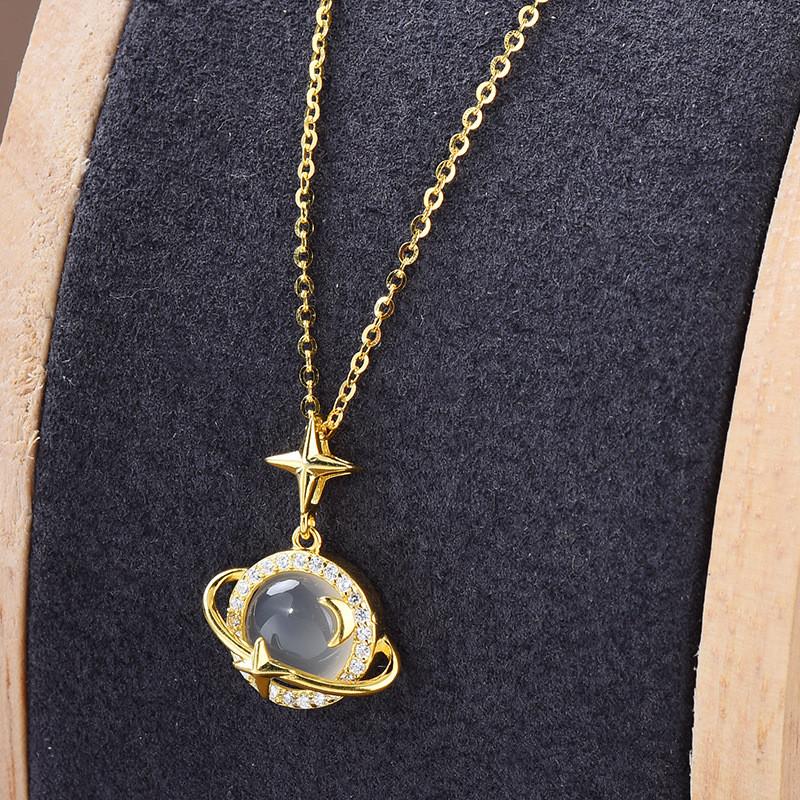 Stunning Minimalist Titanium Steel Cat Eye Stone Necklace For Women With Elegant Design