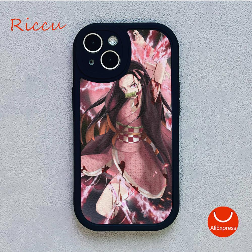 Anime Demon Slayer Kamado Nezuko Pouzdro na telefon pro Iphone 14 13 11 12 Pro MAX 12 MiNi 7 8 plus XS XR Jehněčí kůže Ochranné kryty