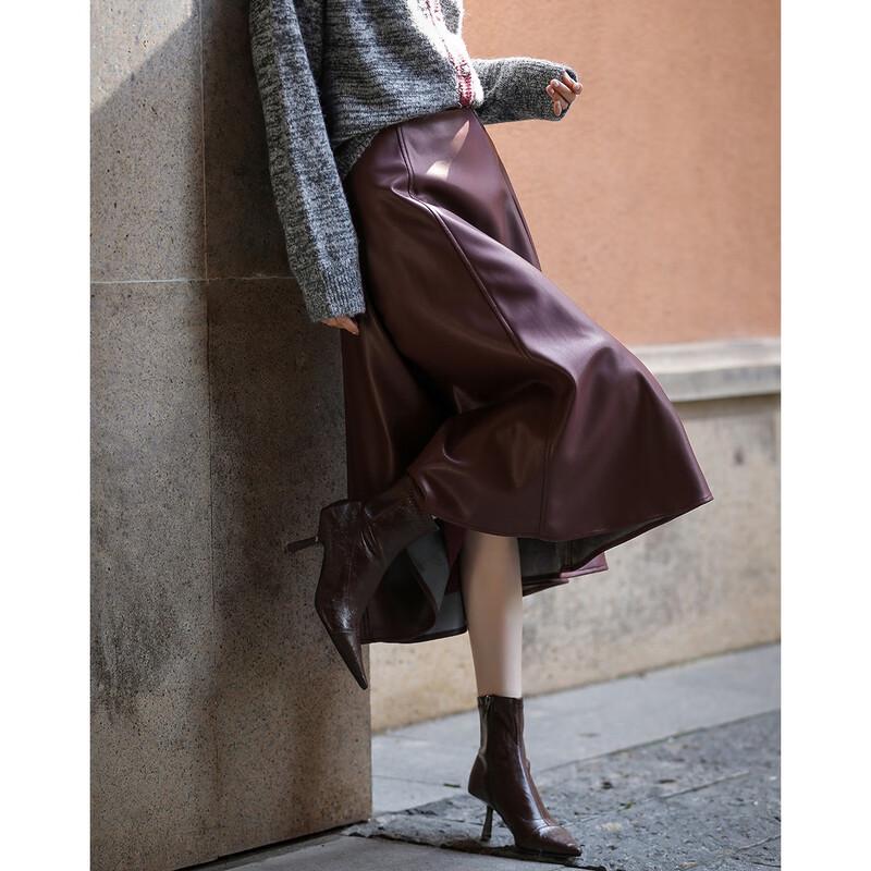 Demana Women's Glossy PU A-line Skirt