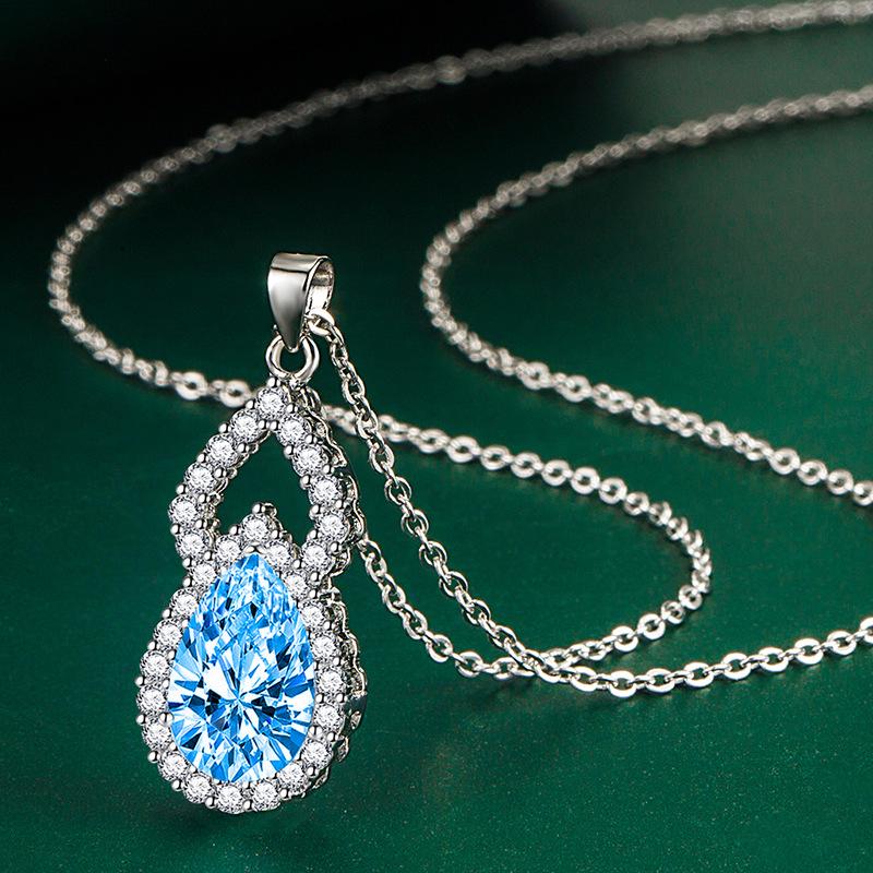 BELLA BOX Gourd Shaped Zircon Pendant Necklace Multiple Colour Fashion Wedding Engagement Jewelry