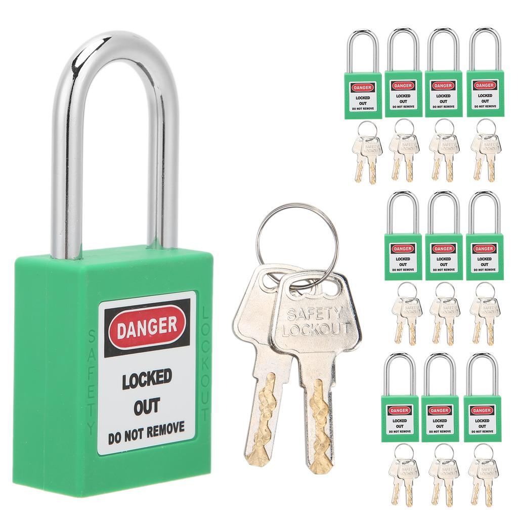 10Sets 38mm Lockout Tagout Lock Durable Nylon Isolation Design Corrosion Resistant Padlock with 20 Keys