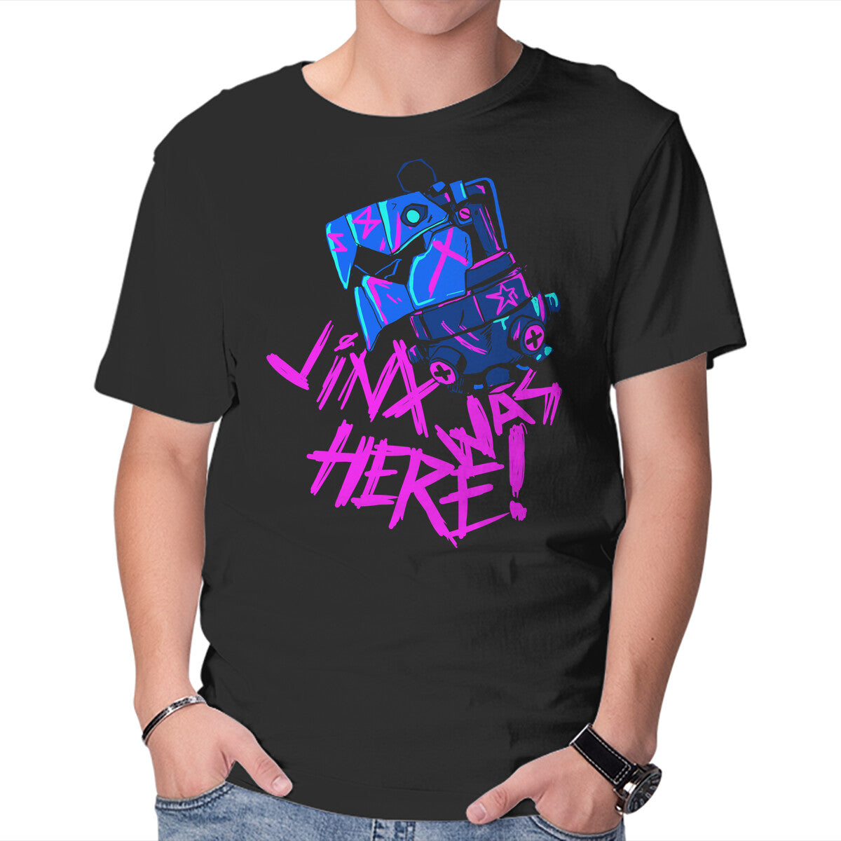 Unisex Crew Neck T-Shirt Jinxed Graphic Short Sleeve Casual Tee M