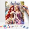 Disney Oil Paint Hand Painting Kit Princess Ariel Rapunzel Art Decoration Classic Style Home Decor Elegant Wall Hanging Craft Set