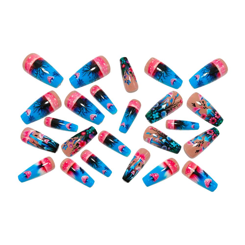 Dreamy Seven-Color Medium-Long Ballet Nails with Detachable Flower Tips